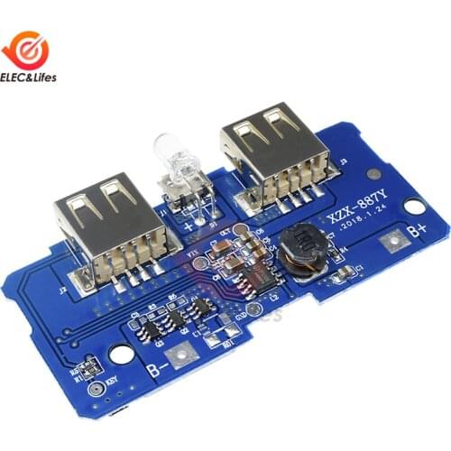 18650 Dual Micro USB 3.7V to 5V 2A Boost Mobile Power Bank DIY Step Up Module 18650 Lithium Battery Charger PCB Board With LED