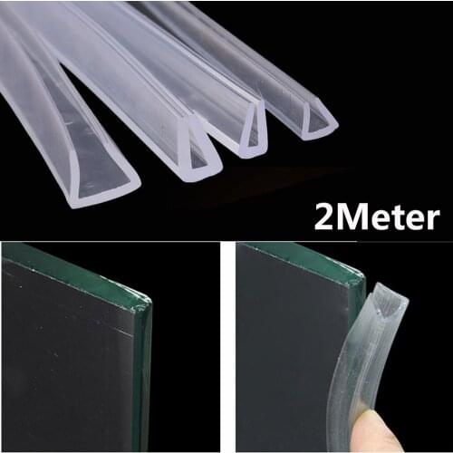 2 meters U-channel Rubber Edging Sealing Strip Shower Door Glass Sealing Tape Edge Guard Weatherstrip Bumper Protector