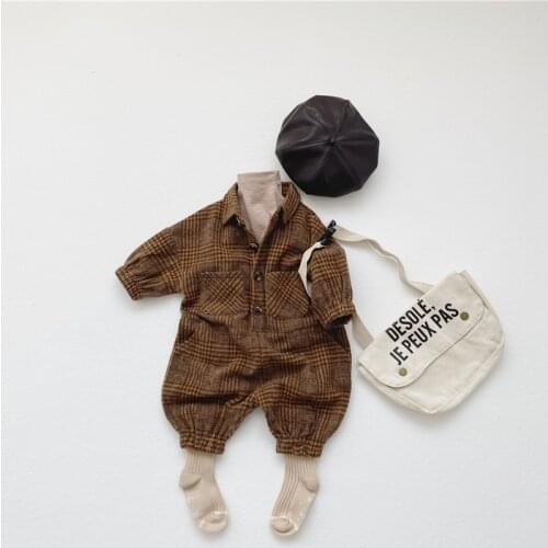 MILANCEL 2021 Autumn New Baby Rompers Plaid Boys Jumpsuits Toddler Outfit Vintage Infant Outfit