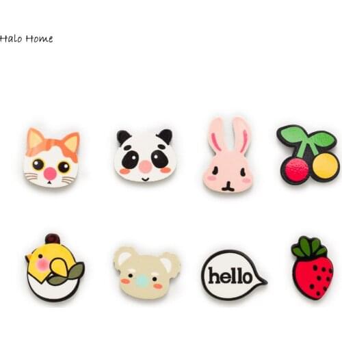 8 Piece Mixed Cute Animal Fruit Series Cartoon Pattern Acrylic Flatback Scrapbooking Cabochon Embellishment Kids DIY 18-26mm