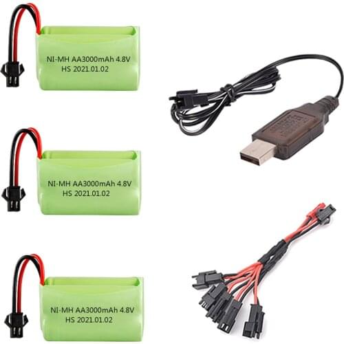 4.8V 3000mAh AA NI-MH Battery and USB Charger For Rc toys Cars Tanks Robots Boats Guns 4* AA 4.8 v 2400 mah Rechargeable Battery