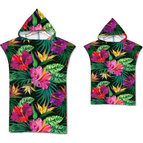 Printed Hooded Bath Beach Towel Microfiber Wetsuit Changing Robe Poncho Surf Towel Swimming Beach Outdooor Bathrobe