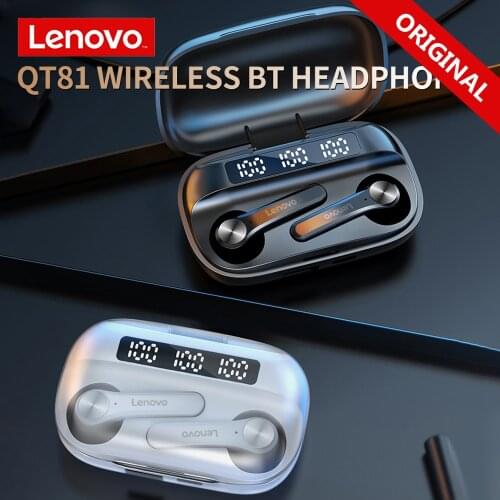 Lenovo QT81 Bluetooth Headphone Wireless Earphone Stereo Sound Headsets IPX4 Waterproof Touch Button with 1200mAh Charging Case