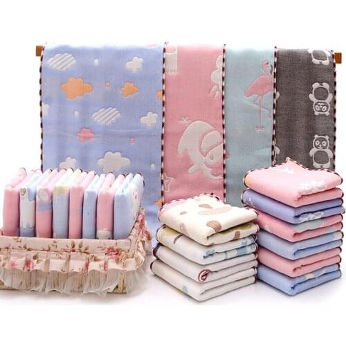 Childrens Cotton Towels, Six-Layer Gauze Towels, Baby Bath Supplies, Saliva Towels, The Size Is 25 * 50CM, Breathable And Soft