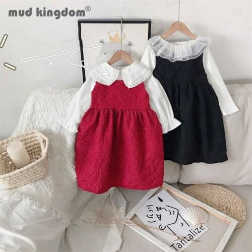 Mudkingdom Sleeveless Dress Girls Solid Bow Ball Gown Crew Neck Princess Dresses Kids Clothes for Toddler Spring Autumn Clothing