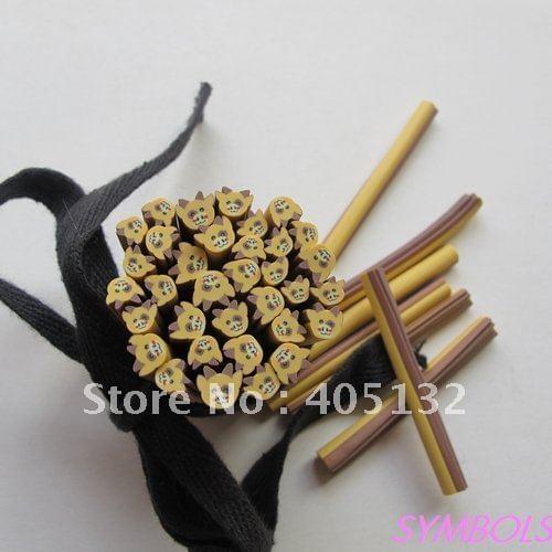 E-44 Free Shipping 100pcs 5mm Yellow Cow Polymer Clay Cane Fancy Nail Art Polymer Clay Cane