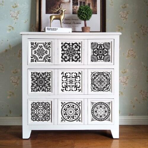 Eurpean Black & White Tile Stickers for Kitchen Bathroom PVC Self Adhesive Waterproof Wall Stickers Living Room Decor Wallpaper