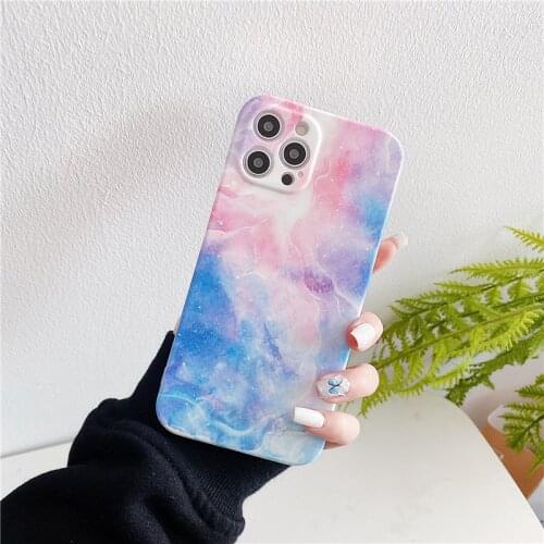 Gradient Glitter Marble Phone Case For iPhone 11 12 Pro Max XR XS Max 7 8 Plus X 12 12mini SE2020 Soft IMD Bumper Back Cover