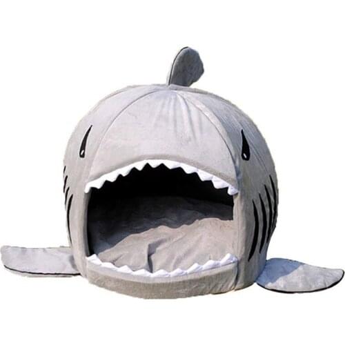 Shark Shape Cotton House For Cat Dog Bed Sofa Lounger For Small Pet Sleep Bag House Nest Puppy Warm Kennel Mat