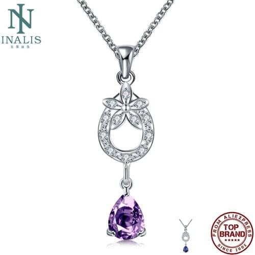 INALIS White Necklaces For Women Creative Water Drop Flower Pendant Necklace With Clear Cubic Zirconia Fashion Jewelry Hot Sale