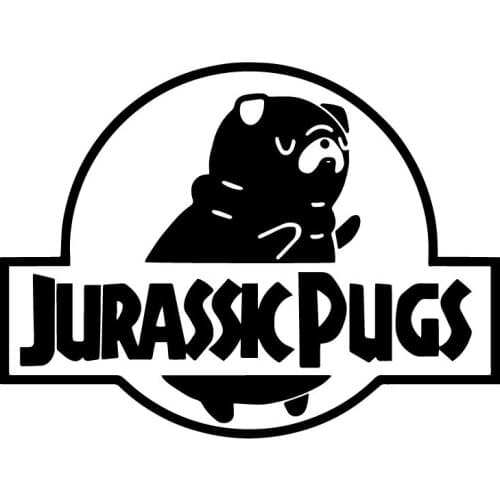 Personality Car Stickers New Design Jurassic Pugs Carbon Motorcycle Decals Waterproof Sunscreen Decals PVC 21cm X 15cm