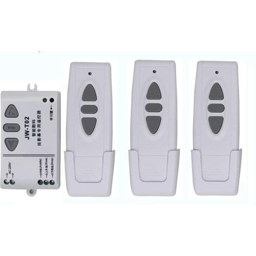 Ac 220 v intelligent digital RF wireless remote control switch system for projection screen 1 receiver + 3 transmitter