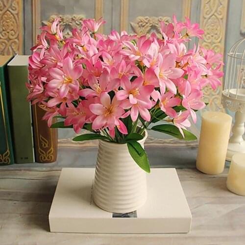 1 Bouquet Artificial Fake Mini Lily Flower Plant Home Office Wedding Party Decor Artificial flower Fashion
