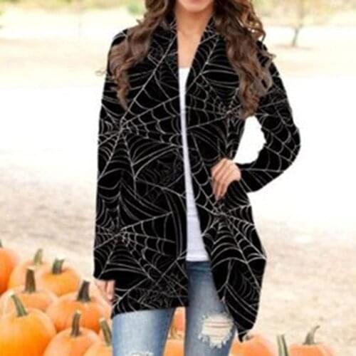 2021 Hot Women High Quality Cardigan Ladies Fashion Coat Halloween Printed Sweater Casual Plus Size Top Clothes Ropa Mujer