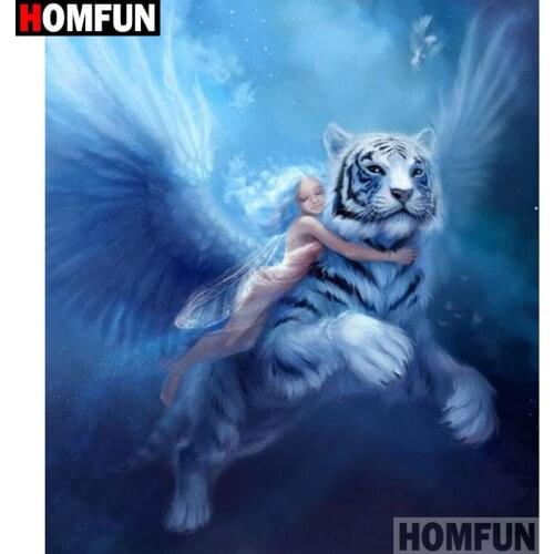 HOMFUN Full Square/Round Drill 5D DIY Diamond Painting "Beauty tiger" Embroidery Cross Stitch 3D Home Decor A10378