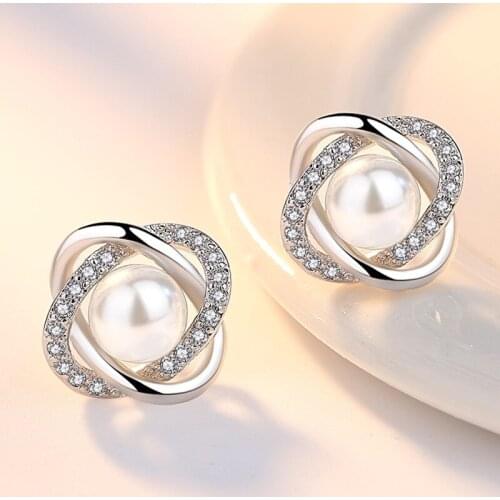 KOFSAC Sweet Temperament Pearl Earring Micro Inlay CZ Simple 925 Sterling Silver Earrings For Women Party Jewelry Gifts brincos