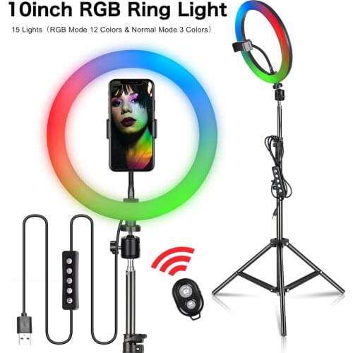 10inch LED Ring Light Photography Selfie Ring Lighting with Tripod Stand for Smartphone Youtube Makeup Video Studio Ring Lamp