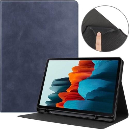 For Samsung Galaxy TAB S7 Plus S7+ 12.4 inch Flip Leather Case Pencil Slot Cover for Samsung Tab S7 Plus SM-T970 T975 T976 Case