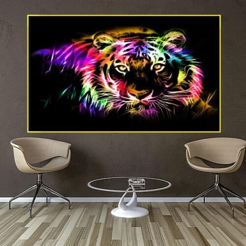 Colorful tiger abstract Wall Poster Nordic Canvas Print Painting Contemporary Art Decoration Picture Living Room Decor