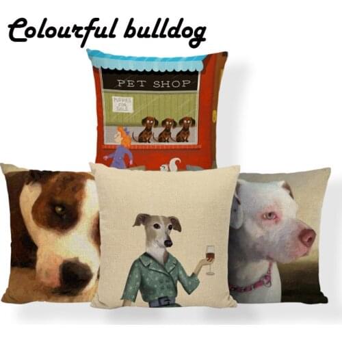 Cartoons Greyhound Boxer Dog Cat Square Pillow Garden For Kids Pillowslip Covers 45*45cm Linen Custom Your Picture Wholesale