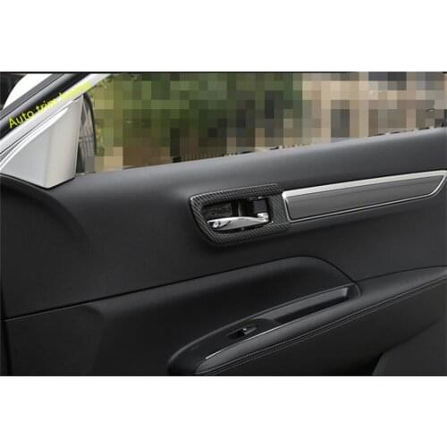 Lapetus For Renault Koleos 2017 - 2020 Inner Car Door Pull Handle Bowl Molding Garnish Cover Trim 4 Pcs ABS Carbon Fiber Look