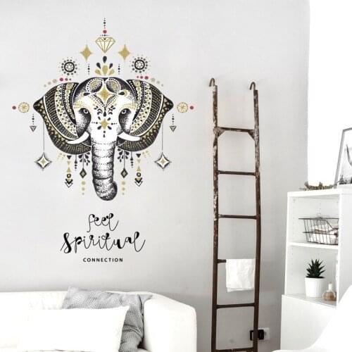 Elephant Head Pattern Wall Sticker For Shop Office Home Decoration Diy Animals Mural Art Living Room Bedroom Wall Decals