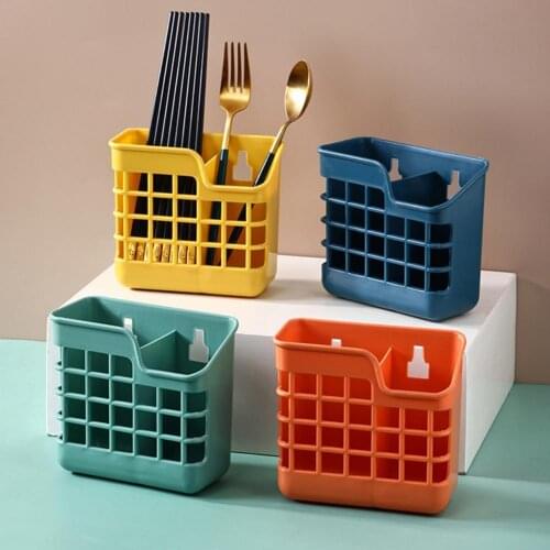 2021 Wall Mounted Chopsticks Holder Durable Moisture-Proof Plastic Cutlery Drying Drainer Space-saving Storage Rack for Home