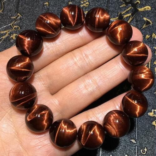 100% Natural Brazil Red Tiger Eye Gemstone Round Beads Bracelet 14mm For Women Men Strong Cat Eye Crystal Drop Shipping AAAAA