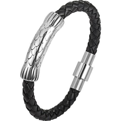 New Fashion Woven Bracelet 1 Piece Couple Bracelet Magnetic Clasp Men Braided Leather Steel Leather Leather Rope Unisex Pulseira