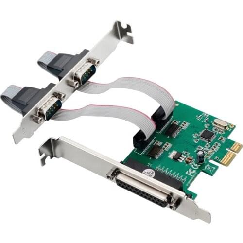 PCIe to 2 PORTS RS-232 Serial Port COM & DB25 Printer Parallel port converter card WCH382L Chipset