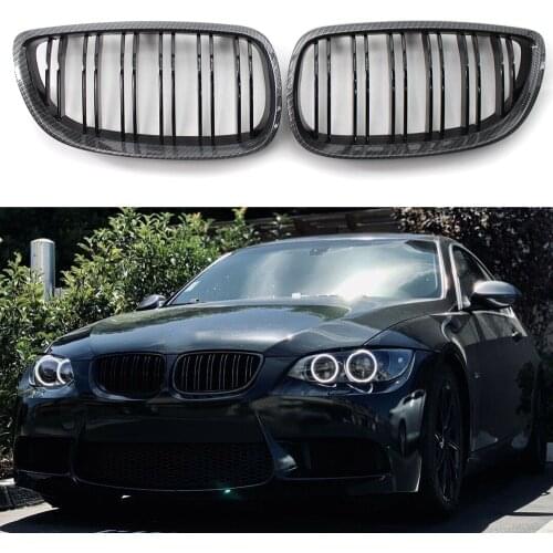 Fit for BMW E92 E93 M3 Coupe Carbon Fiber Dual Line Sport Grill Grille 2006-09
