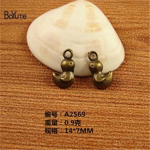 BoYuTe (100 Pieces/Lot) 14*7MM Duck Charms Pendant Antique Bronze Plated Zinc Alloy Charms for Jewelry Making Diy Accessories
