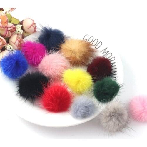5pcs 4cm Mink Pompoms 40mm Fur Balls DIY Pompon for Sewing on Knitted Keychain Scarf Shoes Hats DIY Jewelry Crafts Accessories