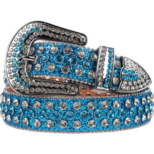 Top Quality Rhinestones Belt Men Women Western Cowgirl Cowboy Luxury Strap Wide Buckle Crystal Studded Belts Ceinture Femme Jean