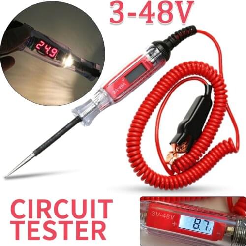 3V-48V Voltage Test Pen Digital Electric Circuit LCD Tester Test Car Trailer Snowmobiles LED Screen Electrical Diagnostic Tool