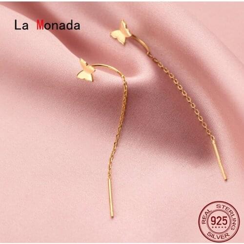 La Monada Insect Hanging Earrings For Women Silver 925 Real Woman Korean Drop Earrings Butterfly Female Jewelry Tassel Long