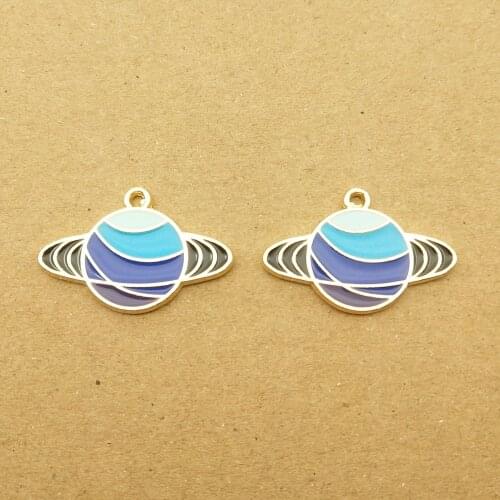 10pcs 16x26mm enamel saturn charm for jewelry making and crafting fashion earring pendant bracelet necklace charms