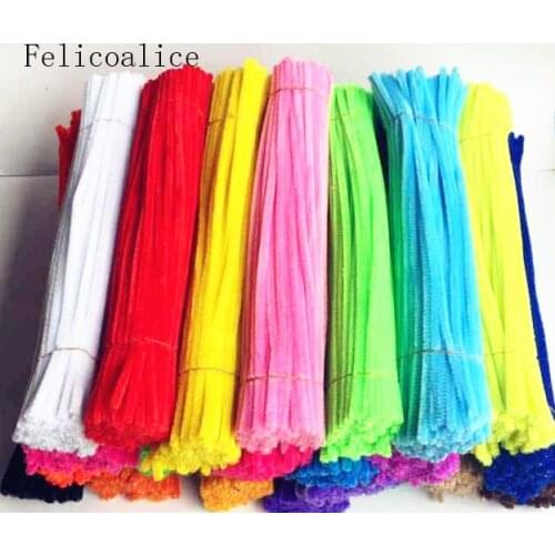 Felicoalice 100pcs 6mm x 300mm Chenille Stems Twist Wire Stems Pipe Cleaners Children Handmade Education Chenille Craft