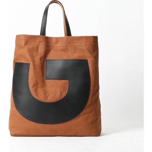 VZVA2020 new diagonal bag handbag ladies first layer cowhide canvas shopping bag simple large capacity shoulder bag Fold Over