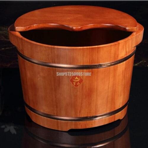 Foot Bucket Wooden Foot Bath Bucket Deep Bucket Oak Foot Bucket Household Chinese Toon Foot Basin Wooden Basin
