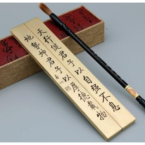 Vintage Brass Paper Weight Chinese Ink Painting Paperweights Fine Carving Calligraphy Gift Paperweights Creative Paperweights