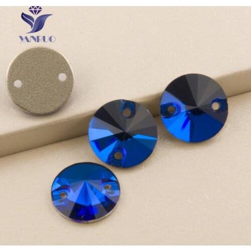 YANRUO 3200 Rivoli Capri Blue Sew On Gems Sewing Glass Stones Rhinestones Flat Back Rivoli Stones For Clothing