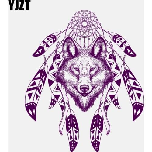 YJZT 13.2CM*15.9CM Personality Fox Head And Feather Dreamcatcher PVC Car Sticker 11-01463