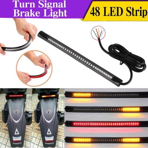 1 Pcs Flexible 48 LED Motorcycle Light Strip Tail Brake Stop Turn Signal License Plate Light M8617