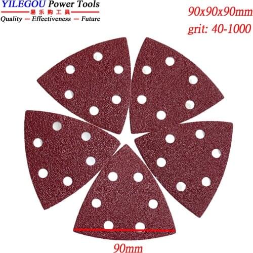 100 Pieces 90*90*90mm Flocking Sanding Paper. 90mm 6 Hole Flocking Abrasive Paper For Delta Sander With Grit 40 240 400 800 1000