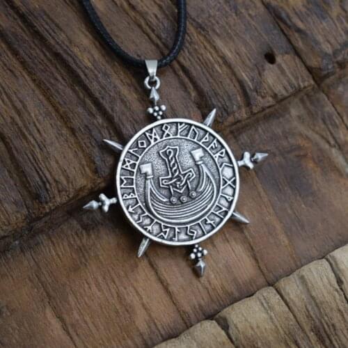 12pcs Viking Rune Necklace Norse Vegvisir Amulet Vintage Male Jewelry Gifts