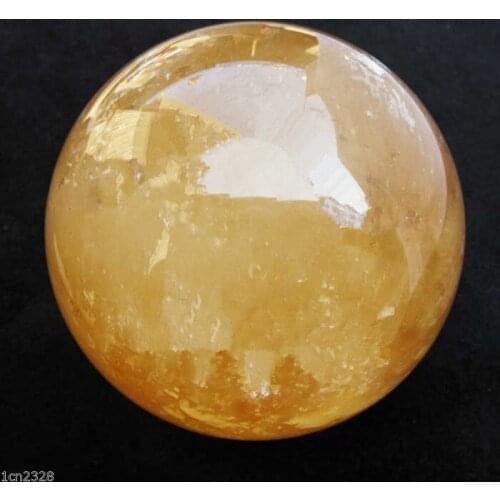 40MM+SAND Natural Citrine Calcite Quartz Crystal Sphere Ball Healing Gemston