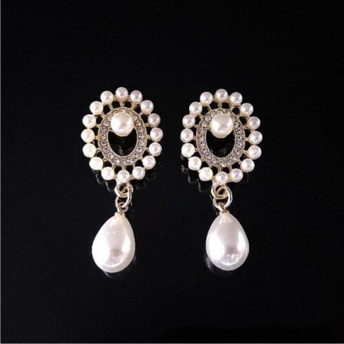 50pcs Water Drop Pearl Crystal Rhinestone Appliques strass Buckle Wedding Bride Hairpin Hair Clip Decor Earring Necklace Pendant