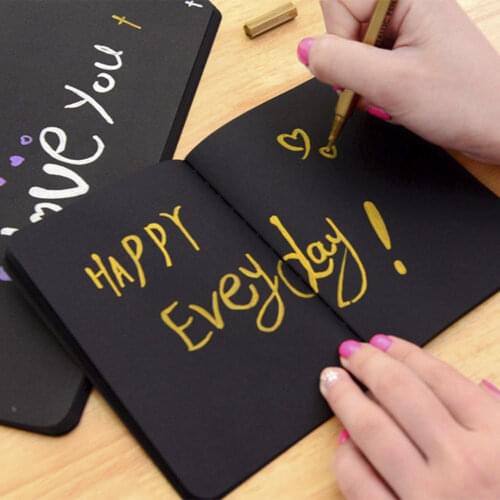 Student 56K Black Paper 30sheets Graffiti Notebook Sketch Book Diary For Drawing Painting Notepad Office School Stationery Gifts