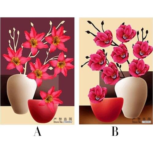 DIY 5D Diamond Mosaic Full Square Diamond Painting Cross Stitch Kits 3D Diamonds Embroidery Home Decoration Magnolia Vase